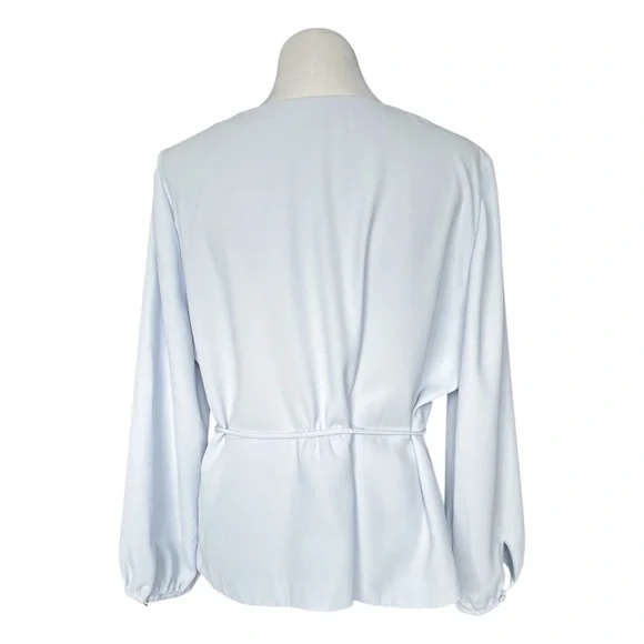 J. Crew Drapey crepe faux-wrap top Women’s 18 Light Blue - Picture 3 of 7